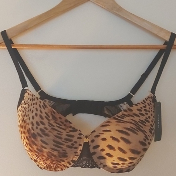 NWT Natori Bliss Perfection Leopard Print Lightly Lined Lace Trim Bra - Picture 2 of 10